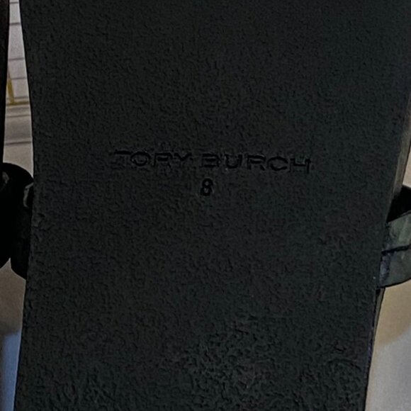 Tory Burch Miller Cloud Leather Logo Thong Sandals Black Slip-On Slides 8 - Picture 7 of 11